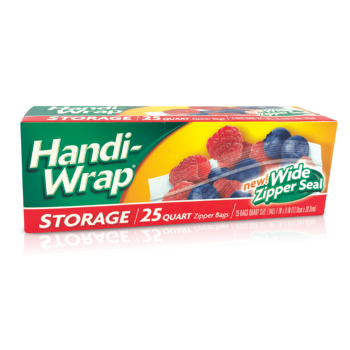 Handi-Wrap Zipper Seal Bags 25 count	ZIPPER SEAL Storage Quart