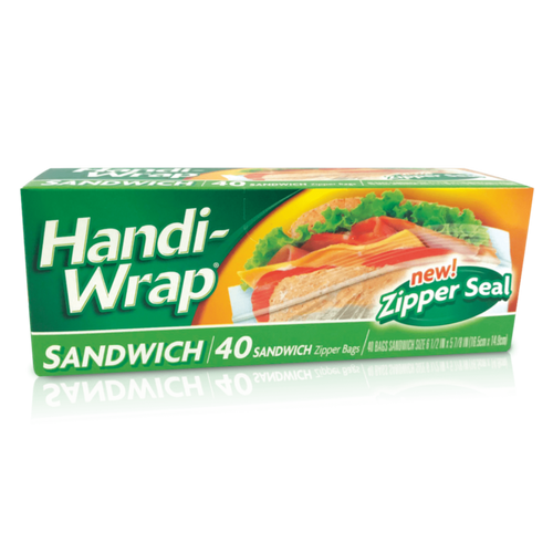 Handi-Wrap Zipper Seal Bags 40 count ZIPPER SEAL Sandwich